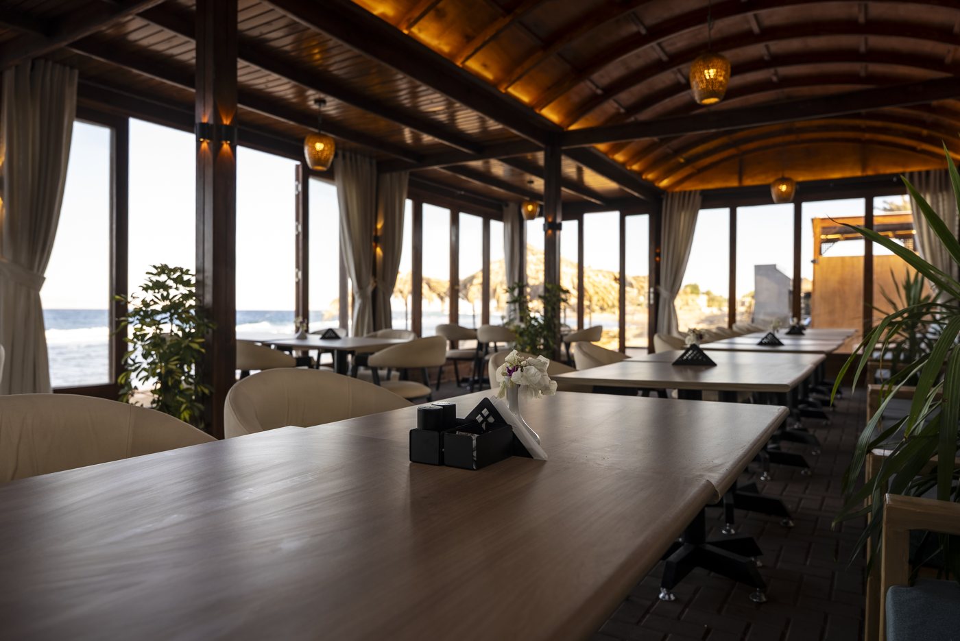 Tables beside the sea